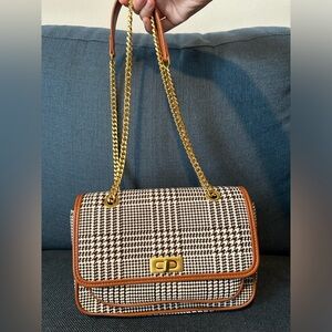 Urban Revivo Shoulder Bag Crossbody Brown Checkered Casual